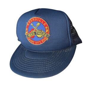 Nashville Tennessee Vintage 80s Blue Foam SnapBack Trucker Patch Hat Music City